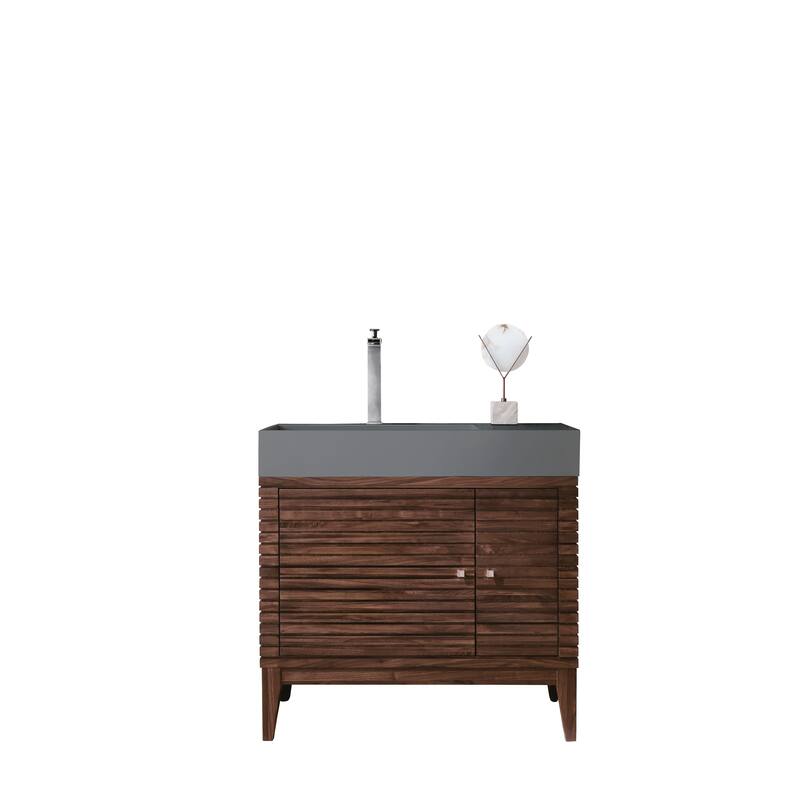 James Martin Vanities Linear 36" Single Vanity, Mid Century Walnut