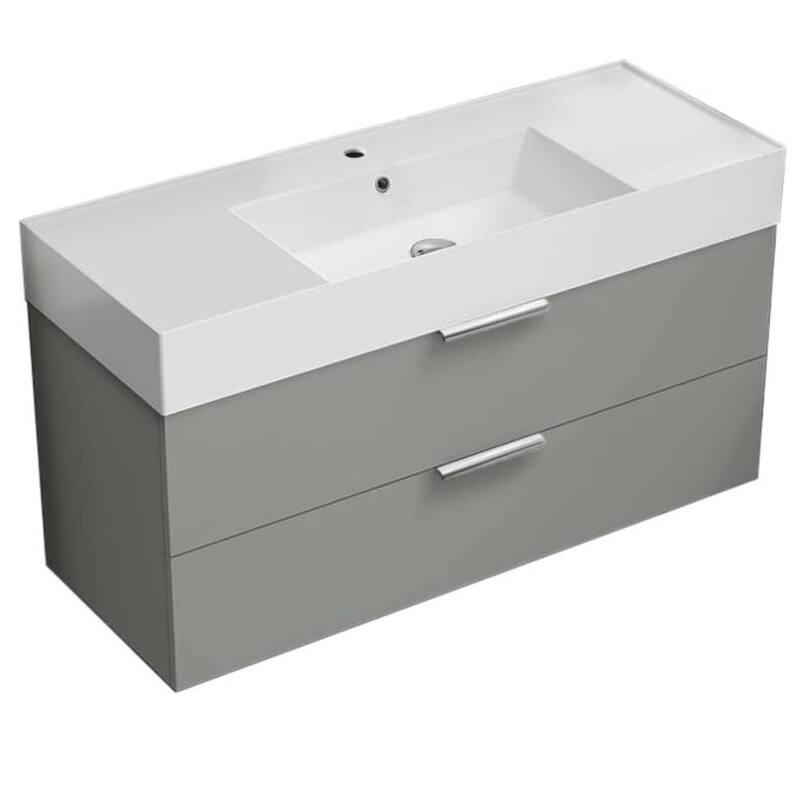 Nameeks Derin-4818-W Derin 48" Wall Mounted Single Basin Vanity Set - Grey Mist / Polished Chrome - Steel Finish