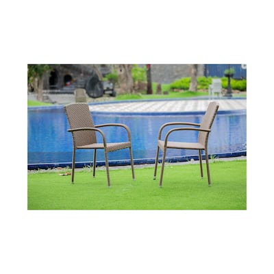 Patio Wicker Chair with Cushion - Outdoor Lounge Chair - Brown Resin Wicker - Comfortable Seating - 35.04