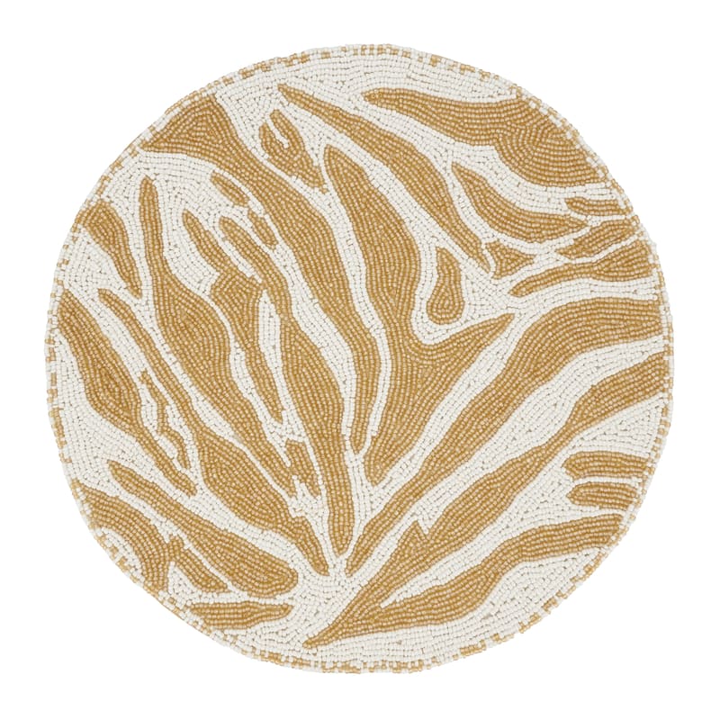 Jungle Glam Beaded Zebra Placemat (Set of 4) - Set of 4 - Gold