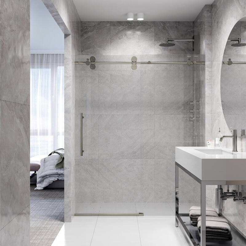 VIGO Elan 56" to 60" W x 74" H Frameless Sliding Shower Door