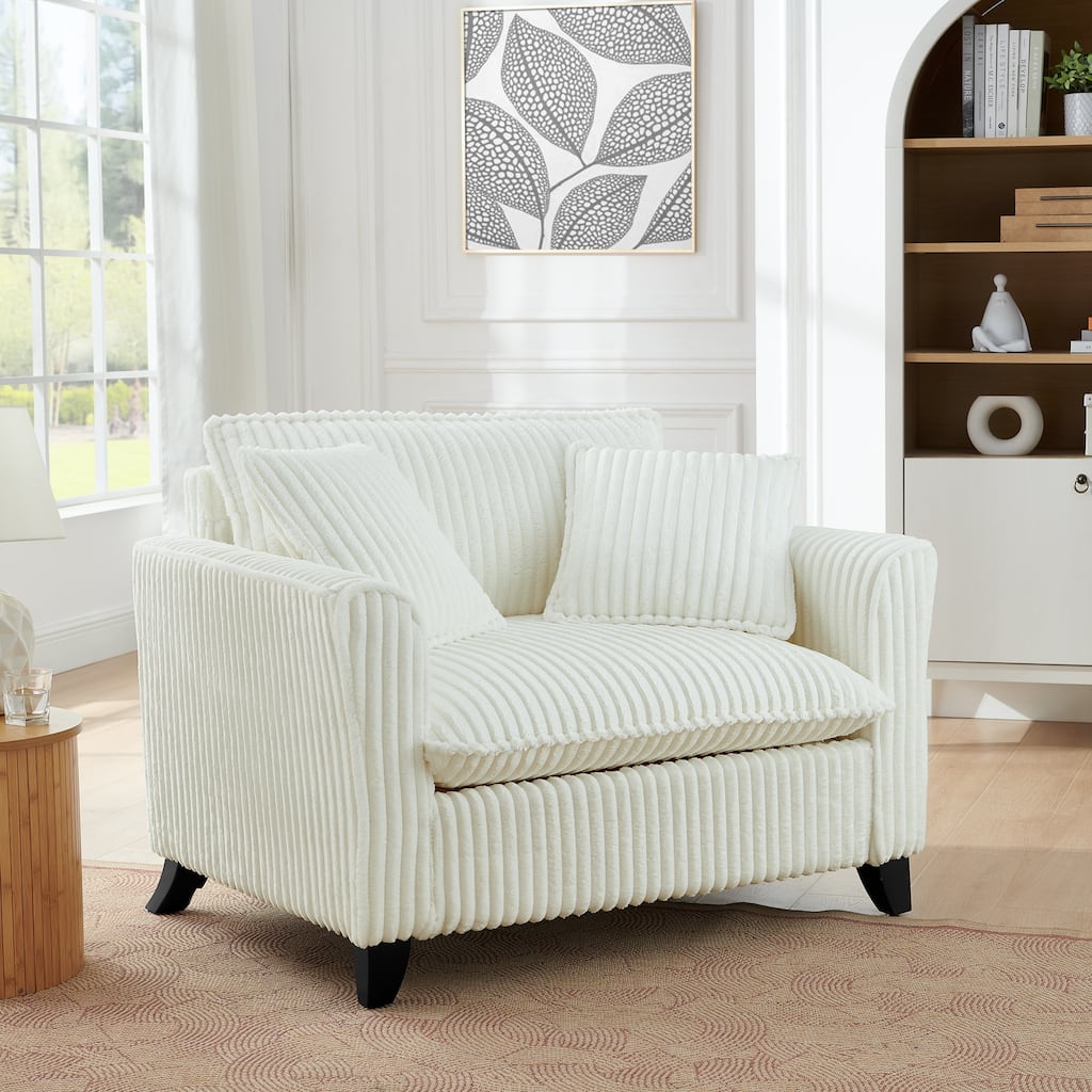 Anmytek Modern Upholstered Accent Chair with Armrests and Soft Cushion for Living Room or Bedroom Beige