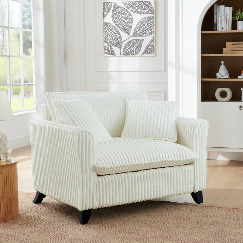 Lazy Sofa Chair Single Person with Backrest Soft Cushion Armrests Living Room Bedroom - Beige