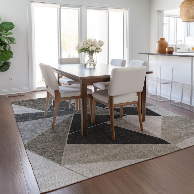 Machine Washable Indoor/ Outdoor Chantille Contemporary Mosaic Rug