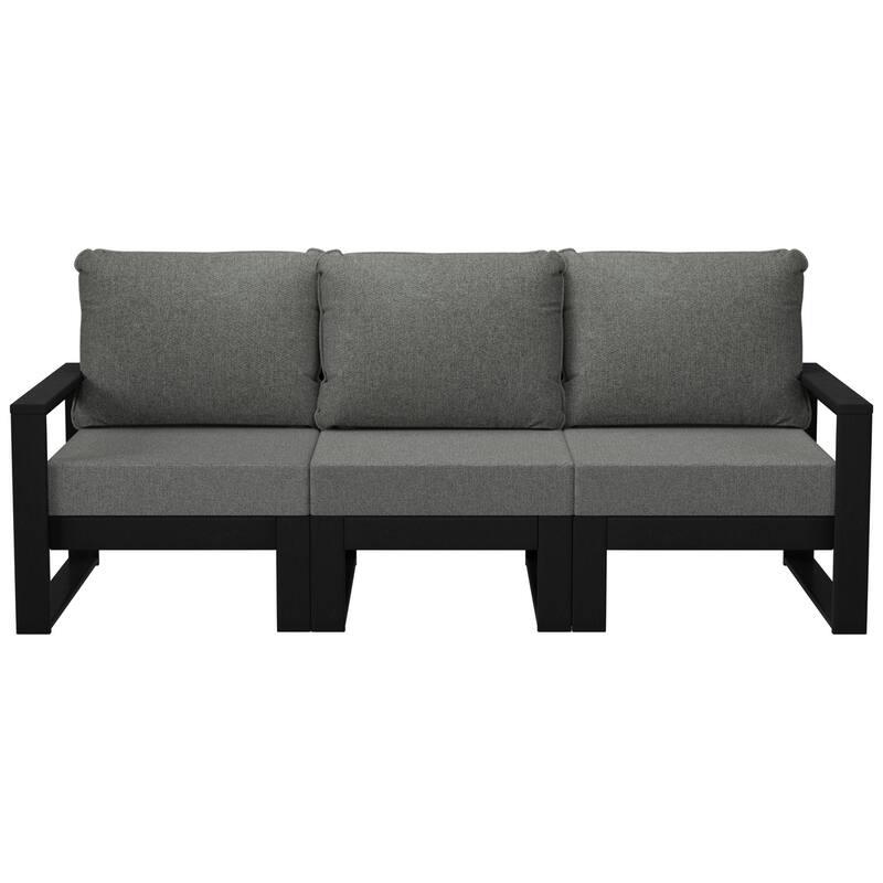 Endless Outdoor Patio Sofa with Black Frame - Black/Gray
