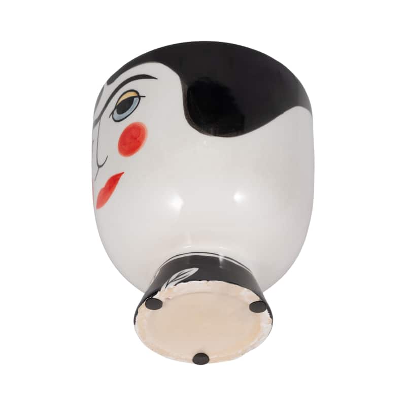 7"Hx6" Diameter, Frida Face Flower Vase, Black/White Finish, Made with Ceramic, Unique Decorative Vase for Centerpieces,