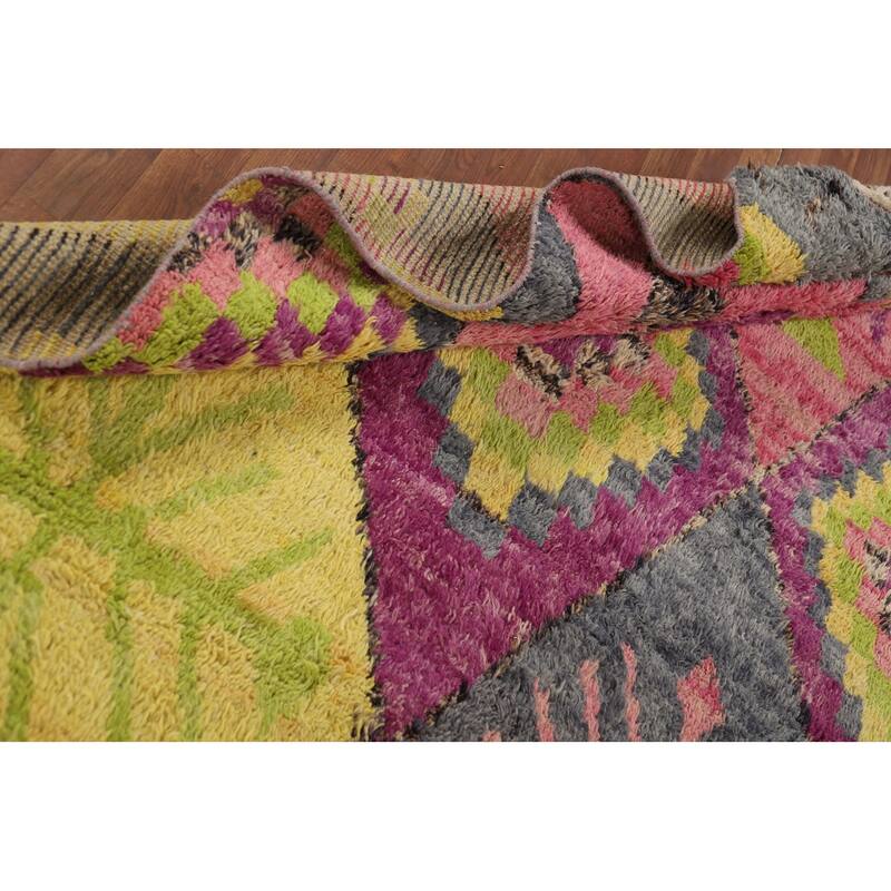 Plush Colorful Moroccan Oriental Area Rug Handmade Wool Carpet - 8'0" x 10'10"