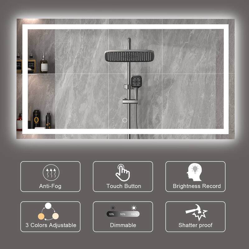 60X36 LED Bathroom Mirror - Silver