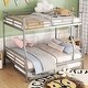 preview thumbnail 17 of 95, Metal Bunk Bed with Trundle Ladder High Guardrail Heavy-Duty Steel Loft Bed Frame with Safety Rail Able to Split Silver - Queen