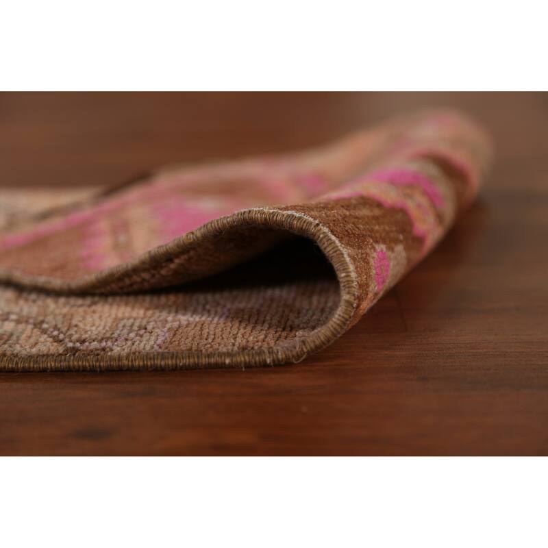 Hand Knotted Oriental 100% Wool Carpet Transitional Tribal Brown Anatolian Runner Rug - 2' 10'' X 1' 3''