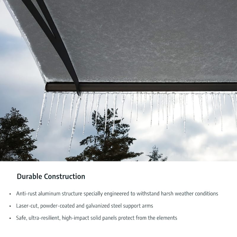 Garamond 3 ft. Gray/Clear Door and Window Fixed Awning