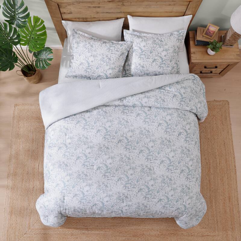Tommy Bahama Orchid Bay Cotton Reversible Blue Comforter Set