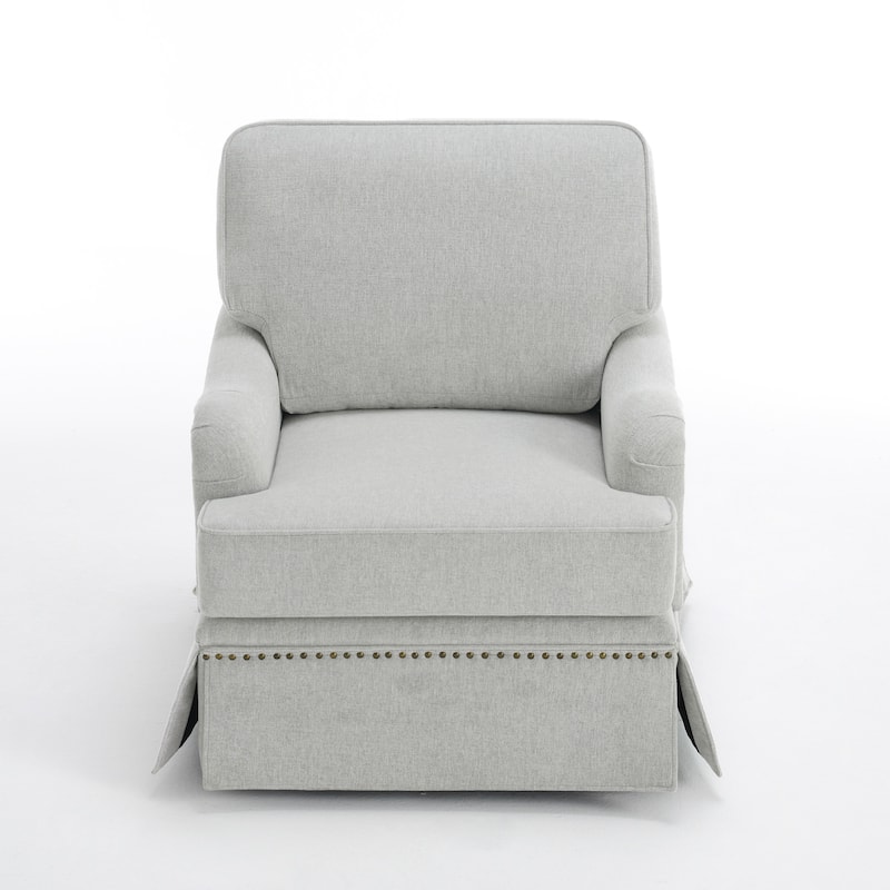 Skirted Swivel Accent Nailhead Barrel Chair