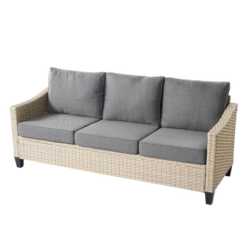 HOOOWOOO 9-piece Wicker Outdoor Patio Seating Set with Fire Pit Table