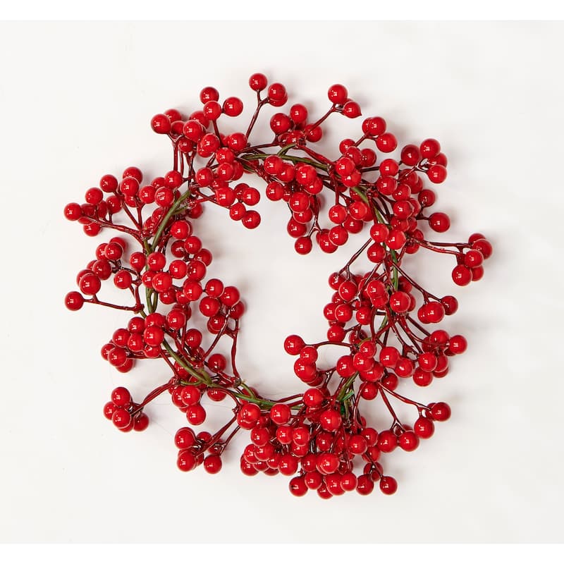 4.5" Red Berry Pillar Candle Ring, Set of 2 - 9