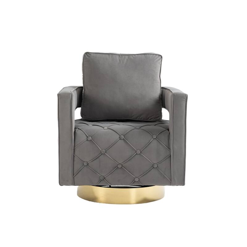 Mid Century 360° Swivel Tufted Accent Armchairs with Velvet Upholstered