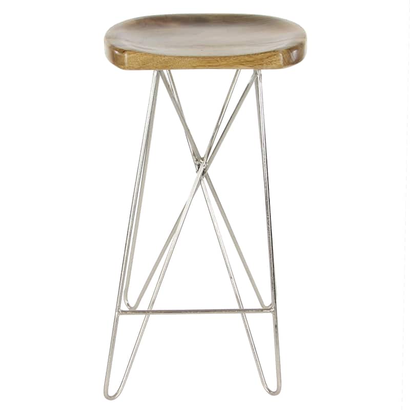 Mango Wood Bar Stool - Brown - Roche River Decor - 16"W x 16"L x 30"H