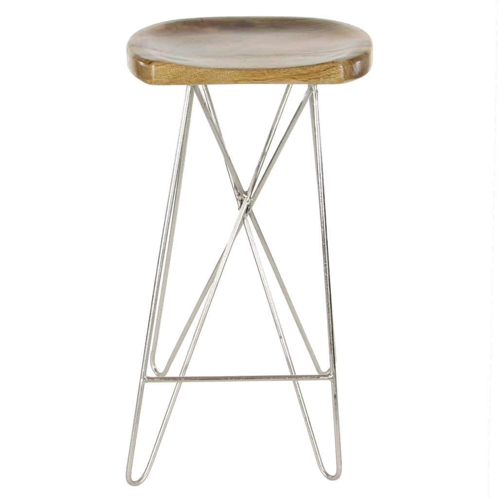 Mango Wood Bar Stool - Brown - Roche River Decor - 16"W x 16"L x 30"H