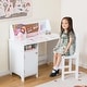 preview thumbnail 1 of 5, Kids Desk and Chair Set Study Writing Workstation with Bookshelf