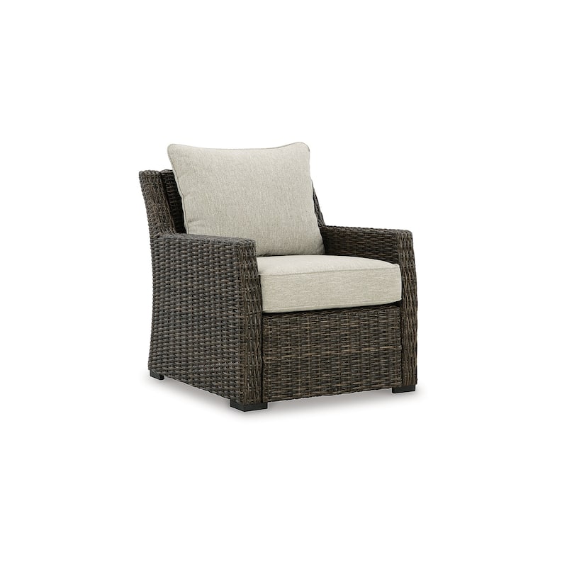 Signature Design by Ashley Brook Ranch Brown Outdoor Lounge Chair with Cushion - 30.63" W x 34.5" D x 38.38" H