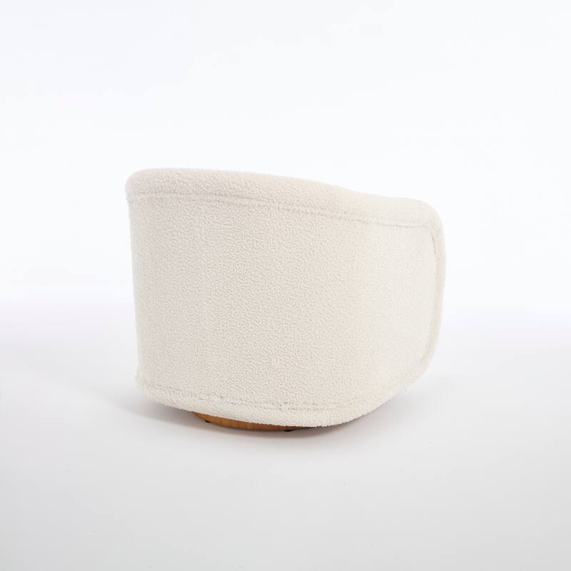Velvet Swivel 360° Rotating Barrel Chair with Solid Rubberwood Base and High-Density Foam