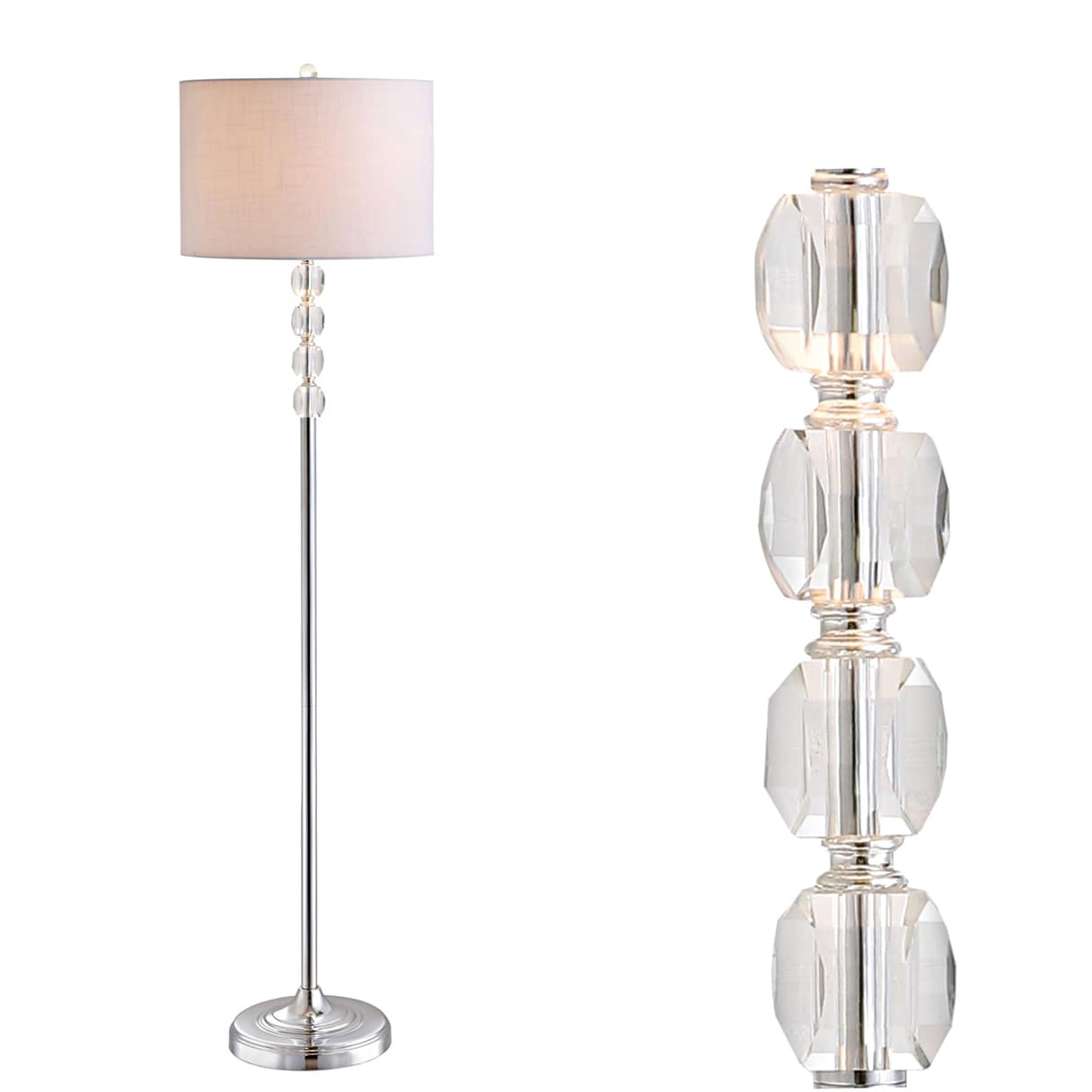 JONATHAN Y Harper 59.5" Crystal / Metal LED Floor Lamp, Clear/Chrome - 59.5" H x 15" W x 15" D