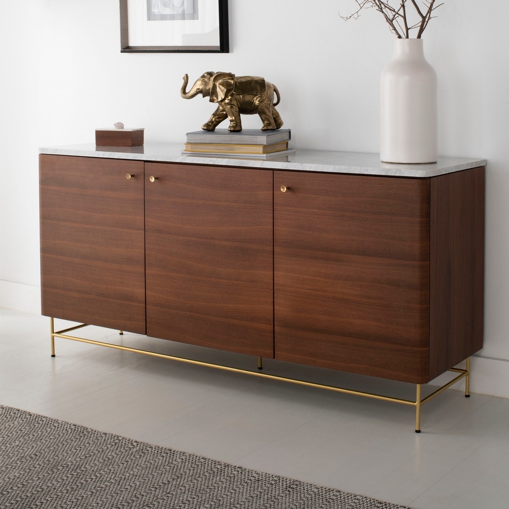 Safavieh  Couture Channing 3 Door Sideboard - Natural / Gold - 60.2" x 18.1" x 30" - 60.2" x 18.1" x 30"