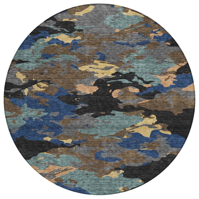 Machine Washable Indoor/ Outdoor Abstract Mexi Chantille Rug