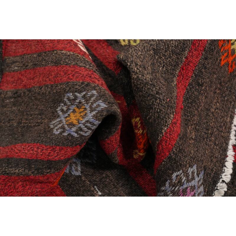 Hand Woven Oriental 100% Wool Carpet Southwestern Tribal Red Kilim Area Rug - 10' 4'' X 6' 7''
