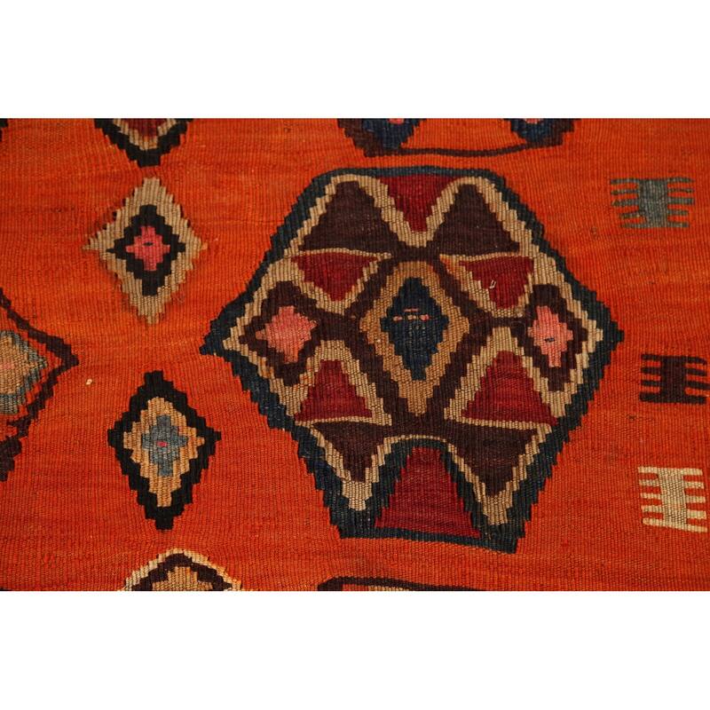 Kilim Qashqai Nomadic Persian Antique Rug Hand-Woven Wool Carpet - 5'0"x 6'7"