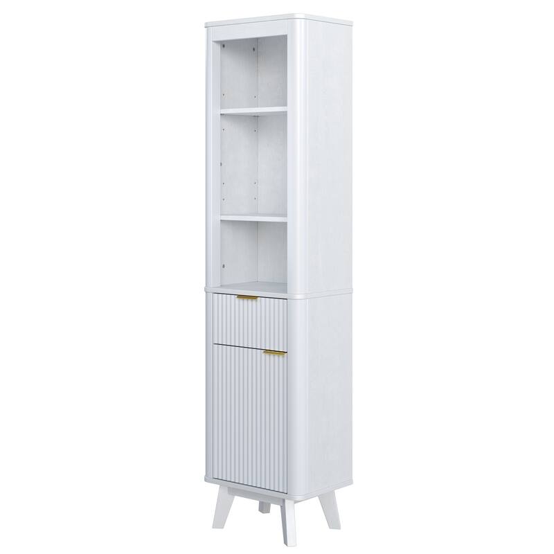 68" H Tall Bathroom Storage Cabinet with Adjustable Shelves and One Drawer & Door, Storage Cabinet for Bathroom, Living Room