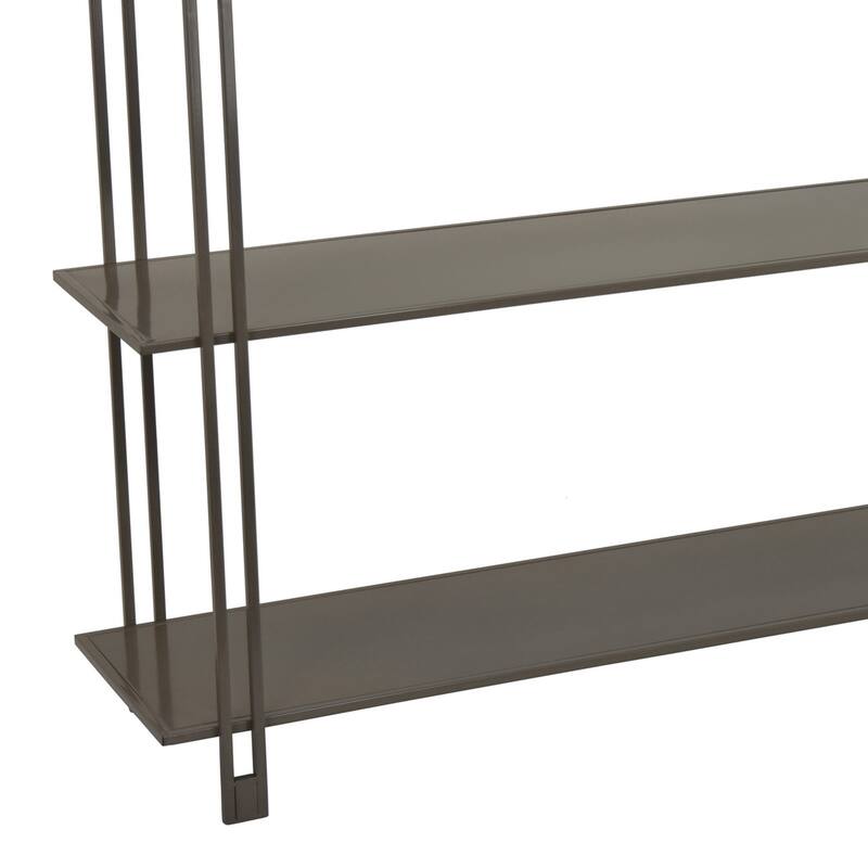 Bush Plant Display Stand, Modern 3 Tier Gray Metal Finish, 32 Inch