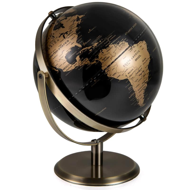 Costway 9-Inch Metallic Black World Globe 720° Rotating Earth Globe - See Details - Black + Gold - See Details