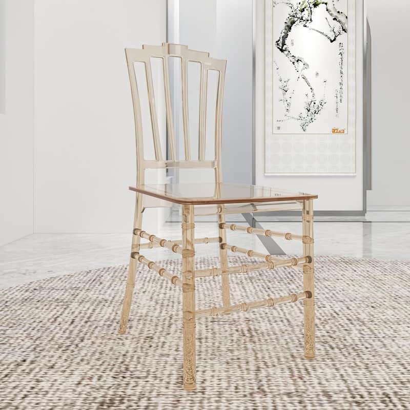 Synth Modern Acrylic Accent Dining Chair with Open Windsor Spindle Back for Dining rooms, Kitchens, Patios, and Balconies