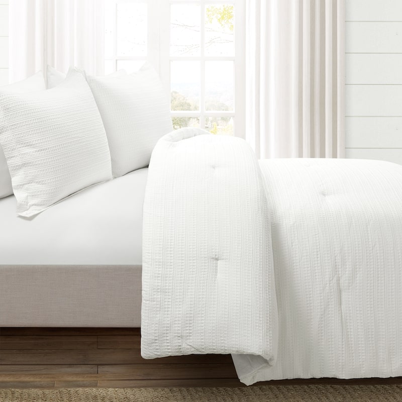 Lush Decor Haniya Solid Waffle Woven Cotton Textured Comforter Set