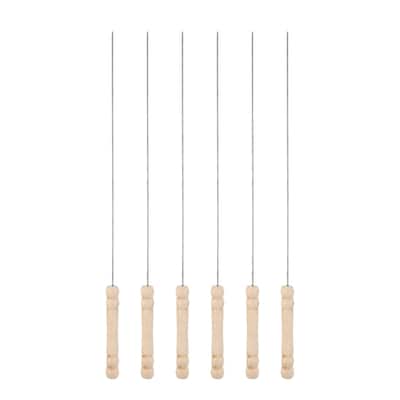 6pcs Kebob Skewers 34cmx1.6mm Round Sticks with Wood Grip Handle