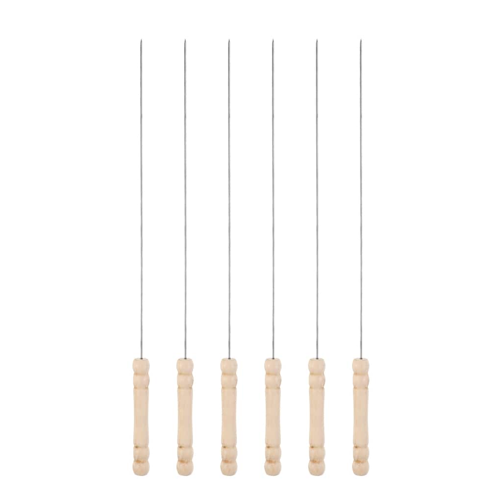 6pcs Kebob Skewers 34cmx1.6mm Round Sticks with Wood Grip Handle