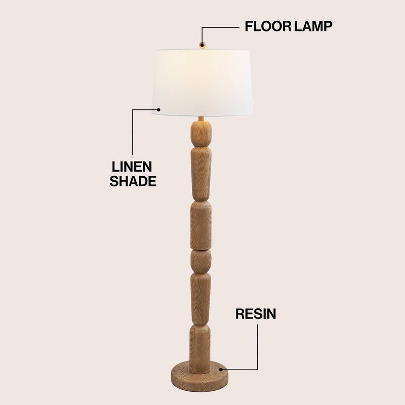 Rustara 61.5" Resin/Iron LED Floor Lamp, By JONATHAN Y - 1-Light