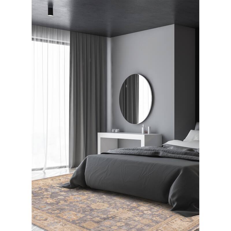 ECARPETGALLERY Hand-knotted Modern Oushak Dark Grey Wool Rug - 8'0 x 10'2