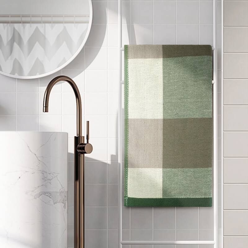 100% Cotton Bathroom Hand Towels Absorbent Quick Drying Towel Sets for Gym, Spa, Hotel - 14" x 30" - Green-2