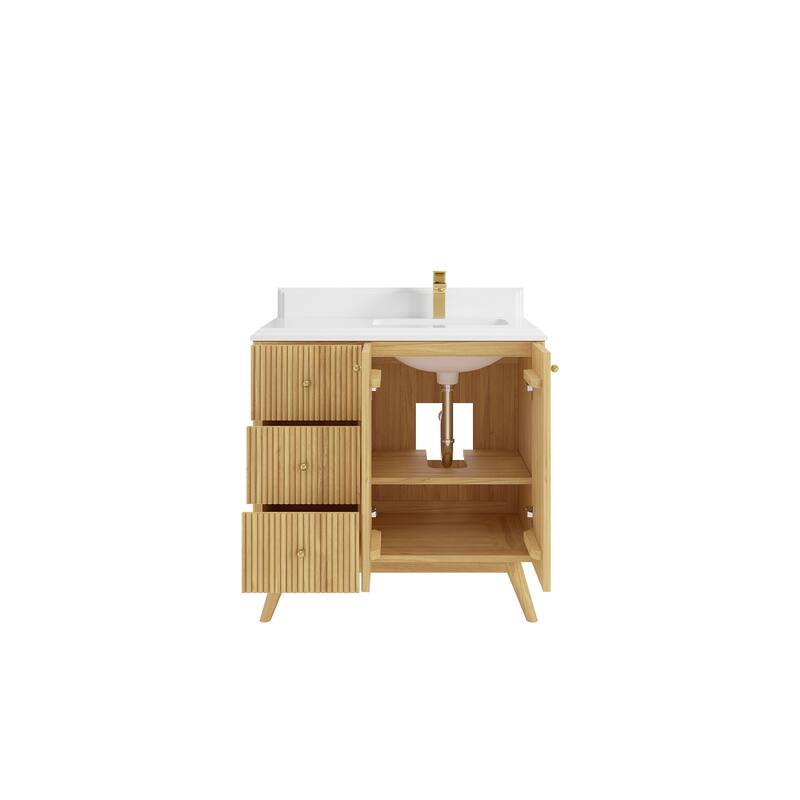 Willow Collections 36 in. W x 22 in. D Pasadena Solid Te Right Offset Sink Bathroom Vanity with Countertop