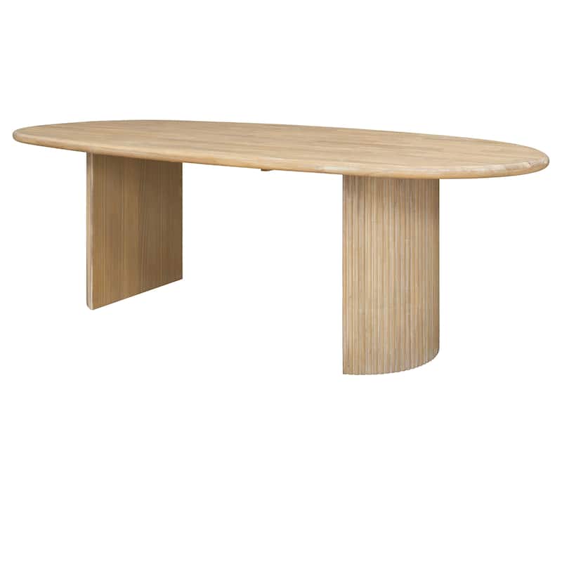 NPD Furniture Aniston 93 Inch Oval Dining Table - Natural Whitewash