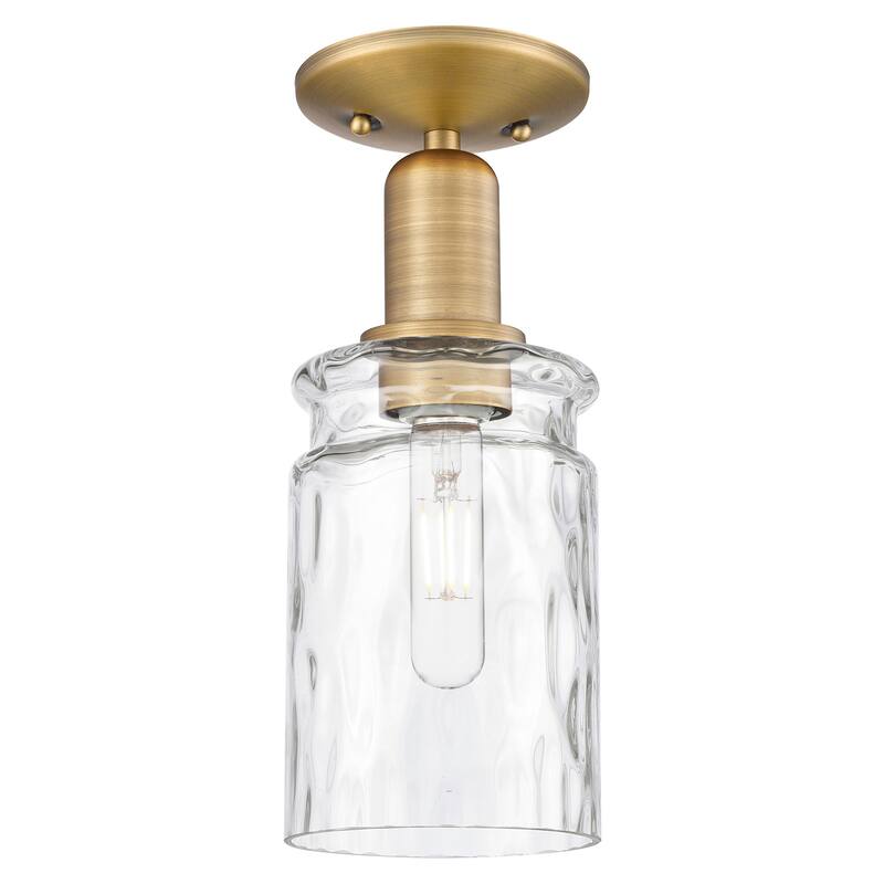 Innovations Lighting 716-1C-12-5 Candor Semi-Flush Candor 5" Wide - Brushed Brass / Clear Waterglass