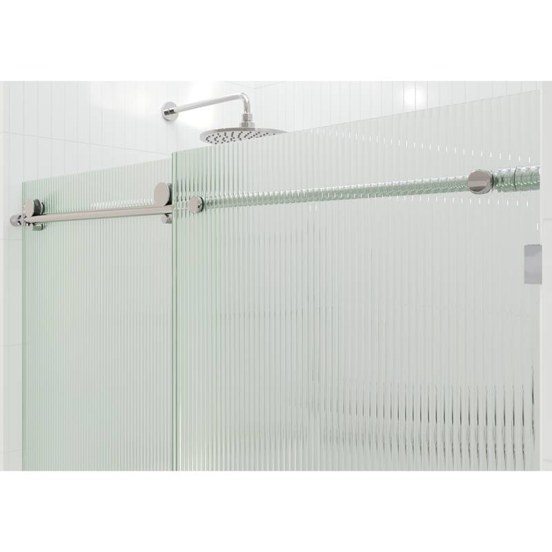 Galaxy 60 in. x 60 in. Fully Frameless Fluted Glass Sliding Bathtub Doors - Lefthand