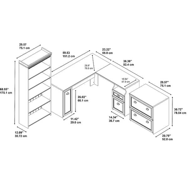 Lshaped Desk with Bookcase and File On Sale Bed Bath & Beyond 13042650