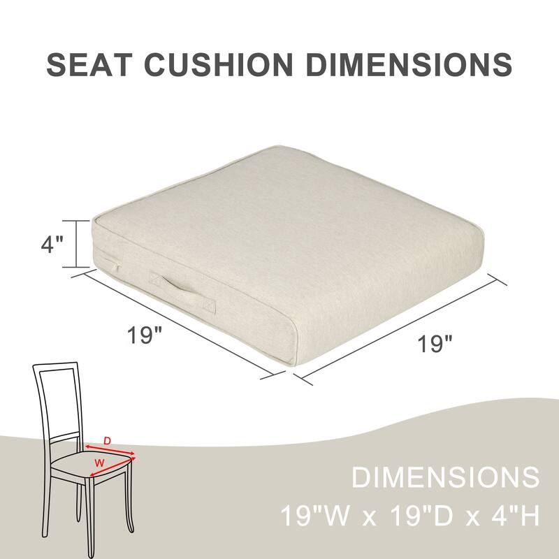 Aoodor Patio Chair Cushions Set of 2, Water Resistant Outdoor Seat Cushions with Handle and Ties, Square Corner Cushions