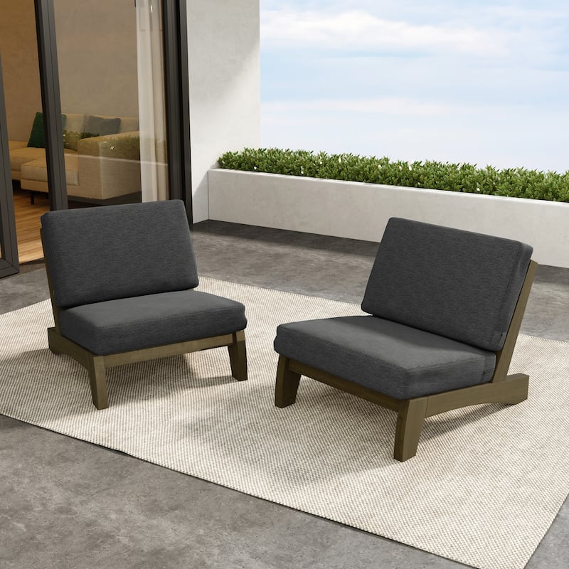 Outdoor Furniture Teak Wood Armless Loveseat Sofa With Cushion