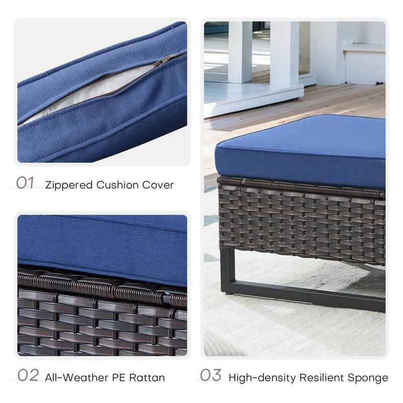 Pocassy Patio 5/7PCS Sofa Swivel Chair Ottoman with Fire Pit Table