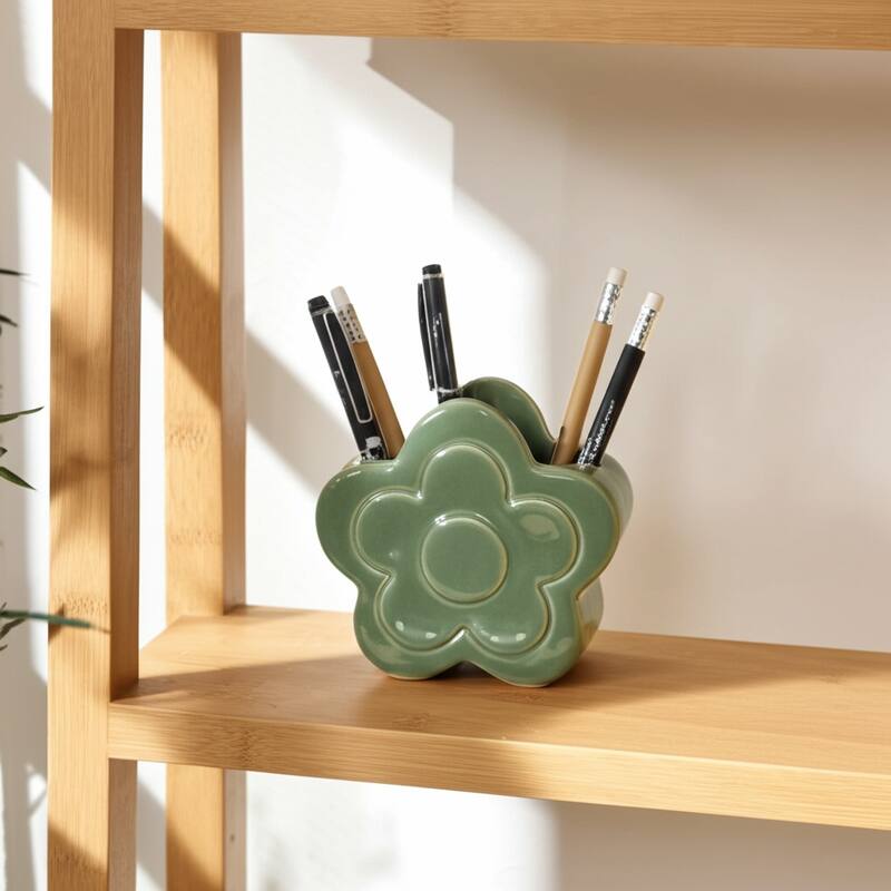 Ceramic Storage Flower Shape Modern Accent - 6"