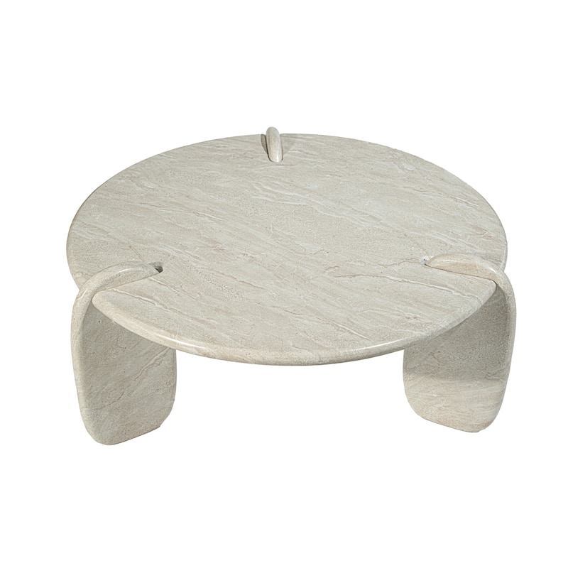 Grover Outdoor Faux Stone Coffee Table in White